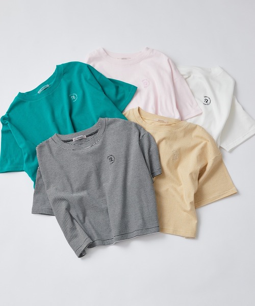 one after another NICE CLAUP（ワンアフターアナザーナイスクラップ）の「オーガニックコットンn刺しゅうTee（Tシャツ/カットソー・レディース・オフホワイト/ブラック系その他/グリーン/イエロー系その他/ベビーピンク・FREE）」の16枚目の写真