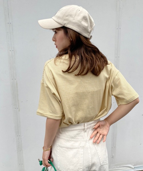 one after another NICE CLAUP（ワンアフターアナザーナイスクラップ）の「オーガニックコットンn刺しゅうTee（Tシャツ/カットソー・レディース・オフホワイト/ブラック系その他/グリーン/イエロー系その他/ベビーピンク・FREE）」の19枚目の写真