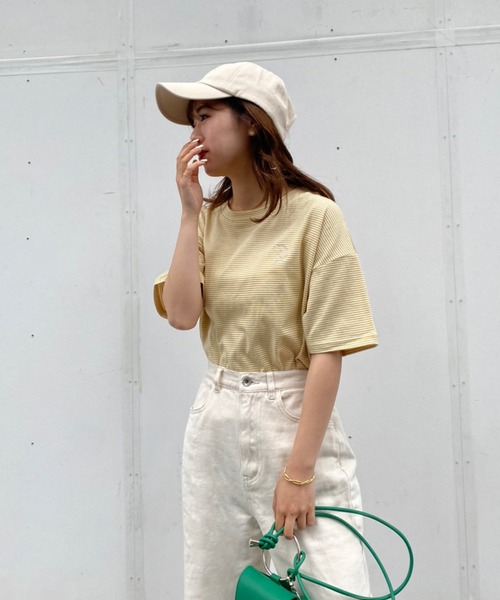 one after another NICE CLAUP（ワンアフターアナザーナイスクラップ）の「オーガニックコットンn刺しゅうTee（Tシャツ/カットソー・レディース・オフホワイト/ブラック系その他/グリーン/イエロー系その他/ベビーピンク・FREE）」の13枚目の写真