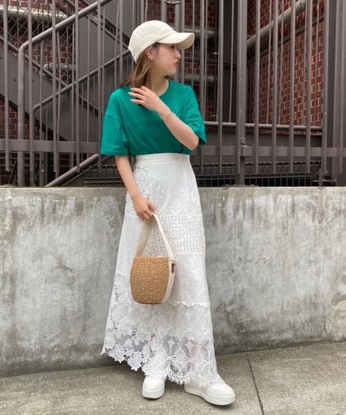 one after another NICE CLAUP（ワンアフターアナザーナイスクラップ）の「オーガニックコットンn刺しゅうTee（Tシャツ/カットソー・レディース・オフホワイト/ブラック系その他/グリーン/イエロー系その他/ベビーピンク・FREE）」の18枚目の写真