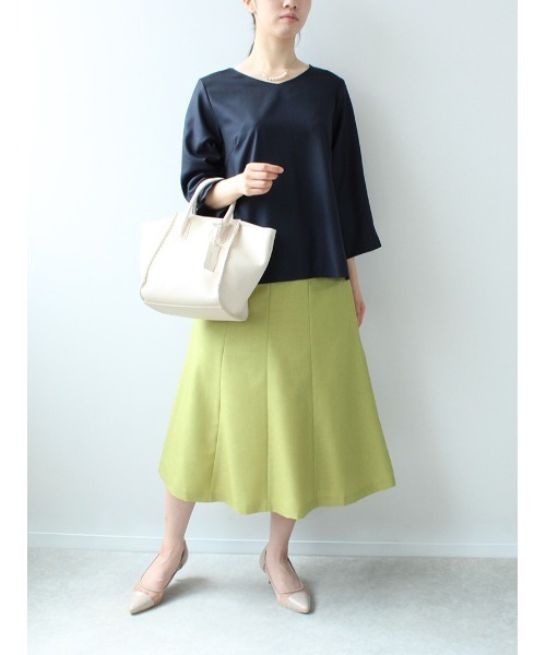 fleur by mint breeze(フルールバイミントブリーズ)の「【M~5L 大きいサイズ】麻調ビエラ マーメイドスカート(スカート・レディース・ネイビー/オレンジ/グリーン・LL/3L/4L/5L/M/L)」の5枚目の写真