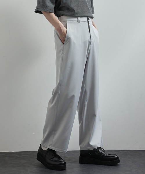 JUNRED（ジュンレッド）の「ノータックワイドストレートパンツ（その他パンツ・メンズ・ベージュ系その他/グリーン/ライトグレー・S/L/M）」の4枚目の写真
