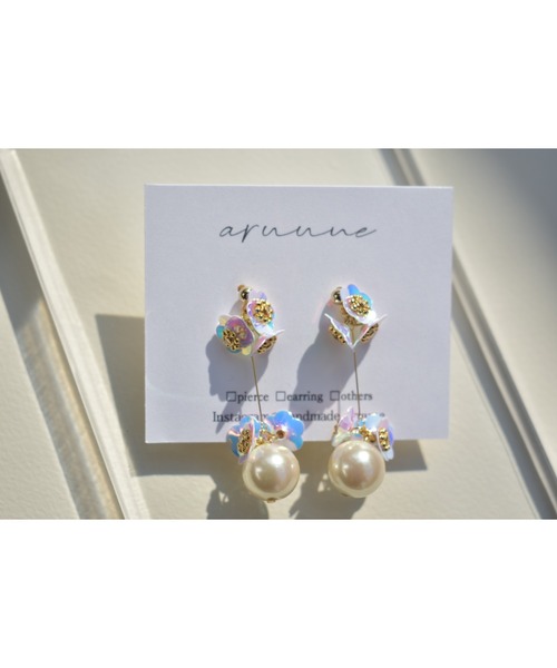 tone(トーン)の「【aruune】flower×pearl/ピアス(MA)(ピアス(両耳用)・レディース・ホワイト・FREE)」の4枚目の写真
