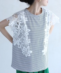 着ればエレガント増し花レース袖Tシャツ