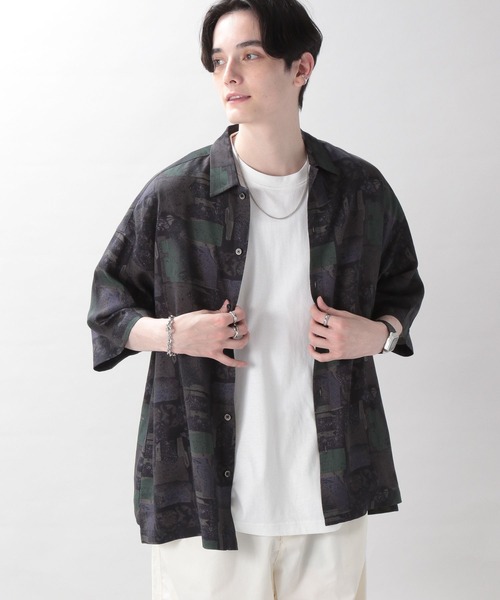 RAGEBLUE（レイジブルー）の「総柄プリント/レーヨンシャツ（シャツ/ブラウス・メンズ・ブラック/ベージュ/ブラウン/オレンジ・MEDIUM/LARGE）」の12枚目の写真