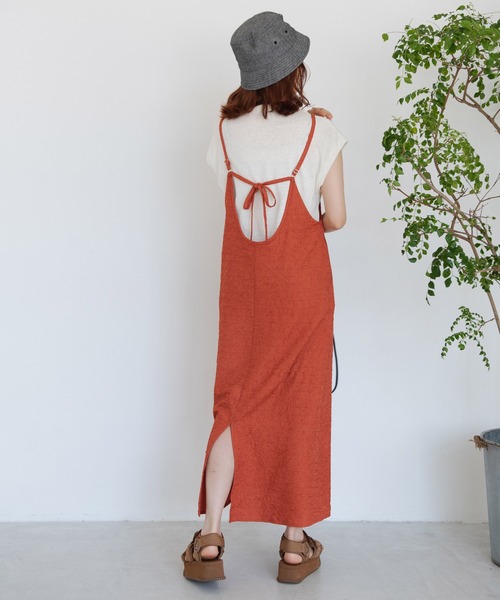 Crisp（クリスプ）の「クリンクルキャミワンピース（ワンピース・レディース・オレンジ/グリーン/アイボリー・FREE）」の7枚目の写真