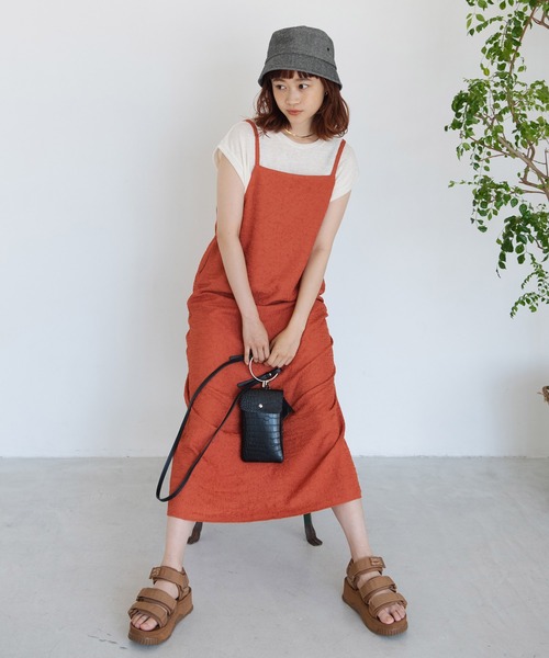 Crisp（クリスプ）の「クリンクルキャミワンピース（ワンピース・レディース・オレンジ/グリーン/アイボリー・FREE）」の14枚目の写真