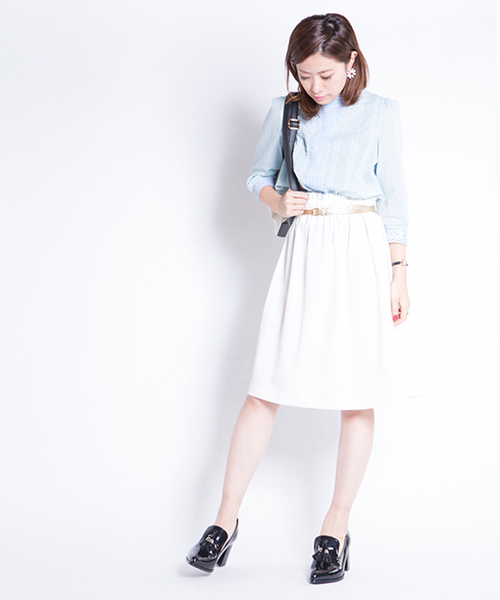 mystic（ミスティック）の「ギャザースカート（スカート・レディース・オフホワイト/ネイビー/オレンジ/ブラック・ﾌﾘ-）」の15枚目の写真