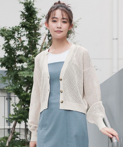 Andemiu（アンデミュウ）の「メッシュカーディガン347395（カーディガン/ボレロ・レディース・ブラック/ベージュ/グリーン・FREE）」の2枚目の写真