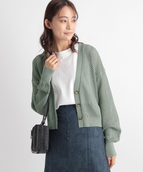 Andemiu（アンデミュウ）の「メッシュカーディガン347395（カーディガン/ボレロ・レディース・ブラック/ベージュ/グリーン・FREE）」の3枚目の写真