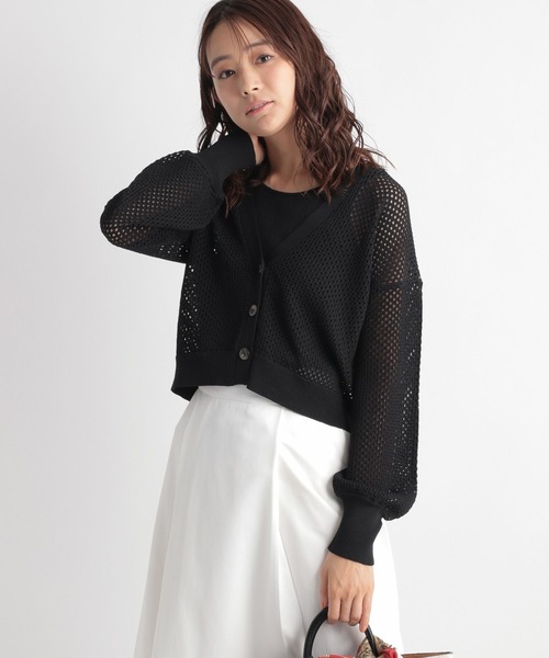 Andemiu（アンデミュウ）の「メッシュカーディガン347395（カーディガン/ボレロ・レディース・ブラック/ベージュ/グリーン・FREE）」の9枚目の写真