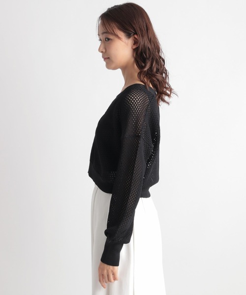Andemiu（アンデミュウ）の「メッシュカーディガン347395（カーディガン/ボレロ・レディース・ブラック/ベージュ/グリーン・FREE）」の13枚目の写真