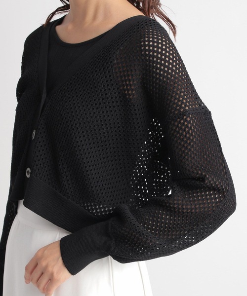 Andemiu（アンデミュウ）の「メッシュカーディガン347395（カーディガン/ボレロ・レディース・ブラック/ベージュ/グリーン・FREE）」の5枚目の写真