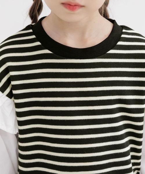 Bee des Bee（ビーデスビー）の「異素材切り替えトップス（その他トップス・キッズ・ブラック/ベージュ・100cm/140cm/150cm/110cm/130cm/120cm）」の4枚目の写真