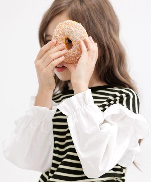 Bee des Bee（ビーデスビー）の「異素材切り替えトップス（その他トップス・キッズ・ブラック/ベージュ・100cm/140cm/150cm/110cm/130cm/120cm）」の8枚目の写真