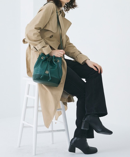 ROYAL PARTY（ロイヤルパーティー）の「ROYAL PARTY (ロイヤルパーティー) 巾着ショルダーバッグ クロコ RPT-B074（ショルダーバッグ・レディース・ベージュ/ブラック/グリーン・FREE）」の6枚目の写真