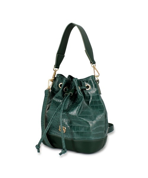 ROYAL PARTY（ロイヤルパーティー）の「ROYAL PARTY (ロイヤルパーティー) 巾着ショルダーバッグ クロコ RPT-B074（ショルダーバッグ・レディース・ベージュ/ブラック/グリーン・FREE）」の9枚目の写真