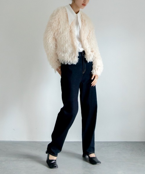 VACANCY（ヴァカンシー）の「カットフリンジカーディガン（カーディガン/ボレロ・レディース・ブラック/アイボリー/ブルー・FREE）」の8枚目の写真