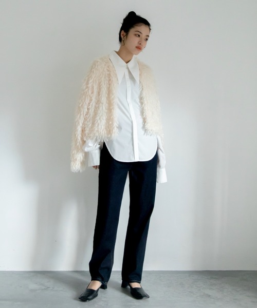 VACANCY（ヴァカンシー）の「カットフリンジカーディガン（カーディガン/ボレロ・レディース・ブラック/アイボリー/ブルー・FREE）」の18枚目の写真