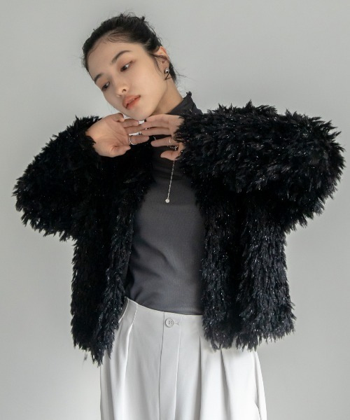 VACANCY（ヴァカンシー）の「カットフリンジカーディガン（カーディガン/ボレロ・レディース・ブラック/アイボリー/ブルー・FREE）」の20枚目の写真