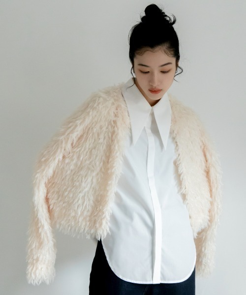 VACANCY（ヴァカンシー）の「カットフリンジカーディガン（カーディガン/ボレロ・レディース・ブラック/アイボリー/ブルー・FREE）」の14枚目の写真