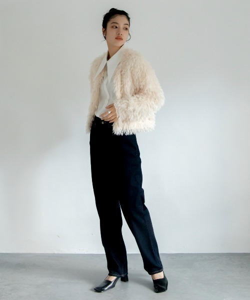 VACANCY（ヴァカンシー）の「カットフリンジカーディガン（カーディガン/ボレロ・レディース・ブラック/アイボリー/ブルー・FREE）」の9枚目の写真