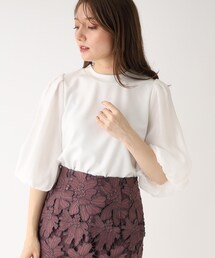 index | オーガンジースリーブ ドッキングトップス【WEB限定サイズ】(Tシャツ/カットソー)