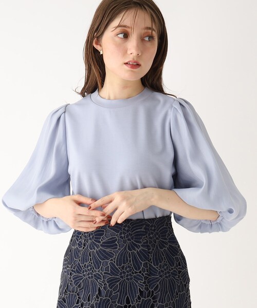 index（インデックス）の「◆オーガンジースリーブ ドッキングトップス【WEB限定サイズ】（Tシャツ/カットソー・レディース・ライトブルー/ブラック/ホワイト系・40/38/42/36）」の17枚目の写真