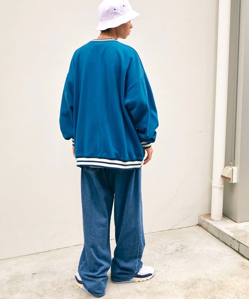 SPOC STORE（スポックストア）の「【SPOC STORE】リブラインオーバーサイズスウェット（スウェット・メンズ・ブルーグリーン/ブラック/ブルー・M/L）」の7枚目の写真