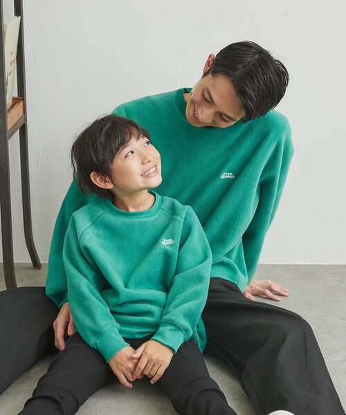 coen（コーエン）の「FreeSpeech(フリースピーチ)別注ラグランクルーネックフリース（スウェット・キッズ・ケリー/ブラック・130/120/150/110/100/140）」の2枚目の写真