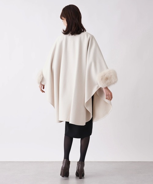 B7】フォックスファーポンチョ風コート
