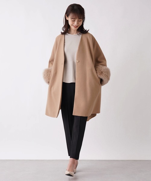 B7】フォックスファーポンチョ風コート
