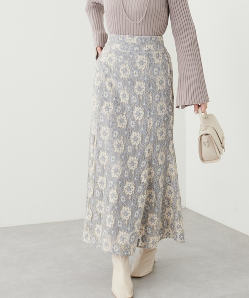 natural couture（ナチュラルクチュール）の「新色追加 /  osono 長さ変えれる配色レーススカート（スカート・レディース・アイボリー/ブラック/ブラウン/ミント/グリーン系その他/ピンク/ベージュ系その他・FREE）」の10枚目の写真