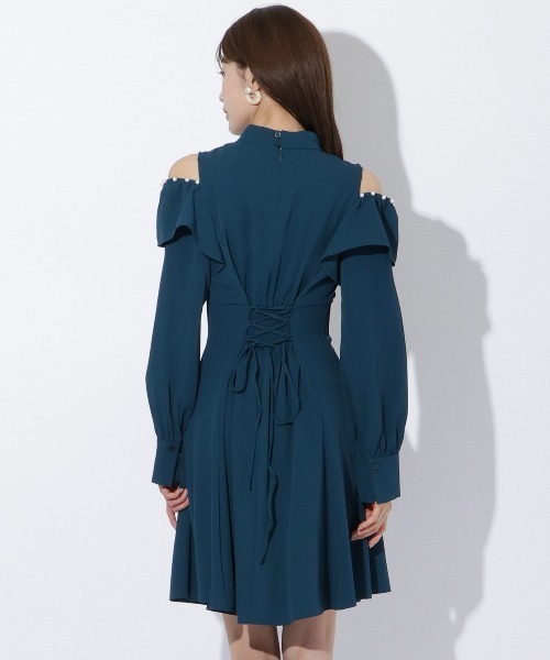 ★AndCoutureパール肩開きミニワンピース 38 新品 タグ付き 2way AND COUTURE（アンドクチュール）の「パール肩開きミニ