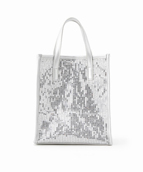 Casselini（キャセリーニ）の「Casselini(キャセリーニ)スパンコールボックストート（ハンドバッグ・レディース・ホワイト/ブラック/シルバー・FREE）」の8枚目の写真