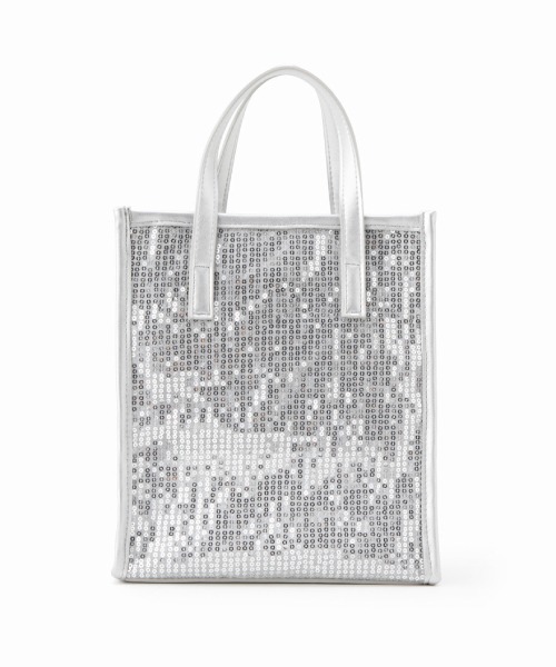 Casselini（キャセリーニ）の「Casselini(キャセリーニ)スパンコールボックストート（ハンドバッグ・レディース・ホワイト/ブラック/シルバー・FREE）」の13枚目の写真