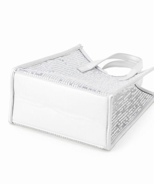 Casselini（キャセリーニ）の「Casselini(キャセリーニ)スパンコールボックストート（ハンドバッグ・レディース・ホワイト/ブラック/シルバー・FREE）」の4枚目の写真