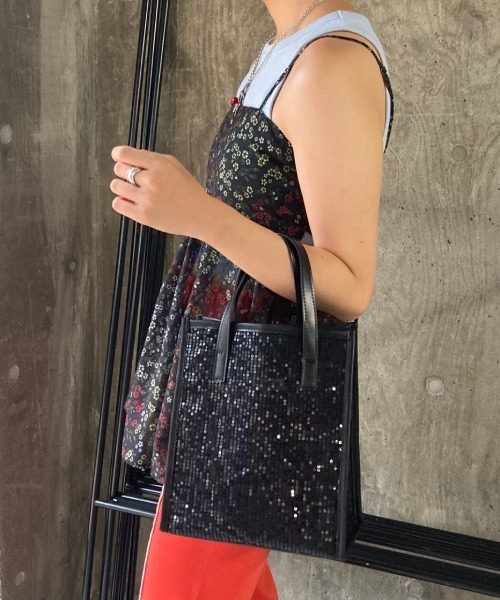 Casselini（キャセリーニ）の「Casselini(キャセリーニ)スパンコールボックストート（ハンドバッグ・レディース・ホワイト/ブラック/シルバー・FREE）」の22枚目の写真