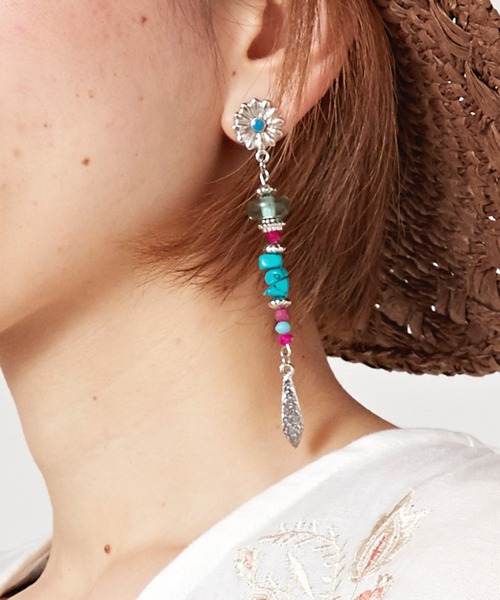 チャイハネ(チャイハネ)の「【チャイハネ】スタンコンチョピアス1pcs片耳用(ピアス(片耳用)・レディース・ピンク/オレンジ・FREE)」の2枚目の写真