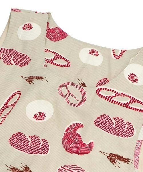 NAIGAI（ナイガイ）の「HOUSE WEAR STUDIO 綿100％ 形態安定加工 薄手ヘリンボン ブレッド柄 サイドボタン 背付き エプロン 70372191（エプロン・レディース・ベージュ/マスタード/グリーン・FREE）」の4枚目の写真