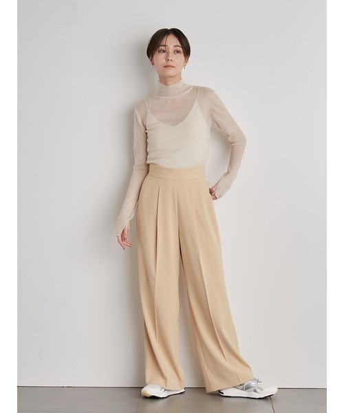 emmi（エミ）の「【emmi atelier】ハイウエストタックパンツ（スラックス・レディース・イエロー/ピンク/ブラック・1/0）」の21枚目の写真