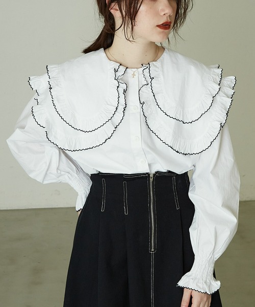 paravion（パラビオン）の「ダブルビックカラーブラウス（シャツ/ブラウス・レディース・ホワイト・FREE）」の3枚目の写真