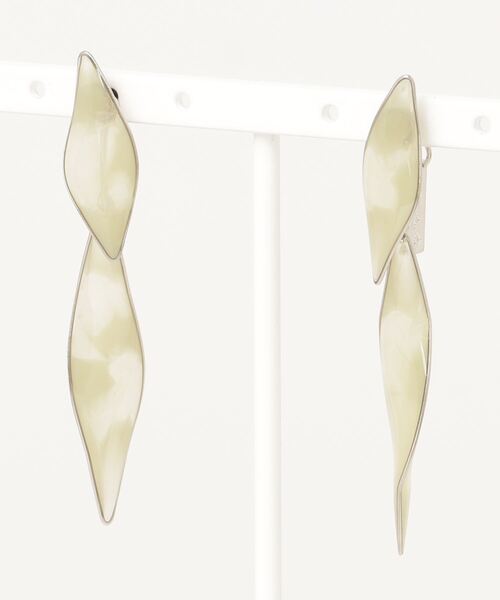 The Rule(ザルール)の「The Rule ザルール : Leaf 2way pierced earring 2連リーフ ピアス(ピアス(両耳用)・レディース・クリア/オフホワイト/グレー/ブラウン・FREE)」の1枚目の写真