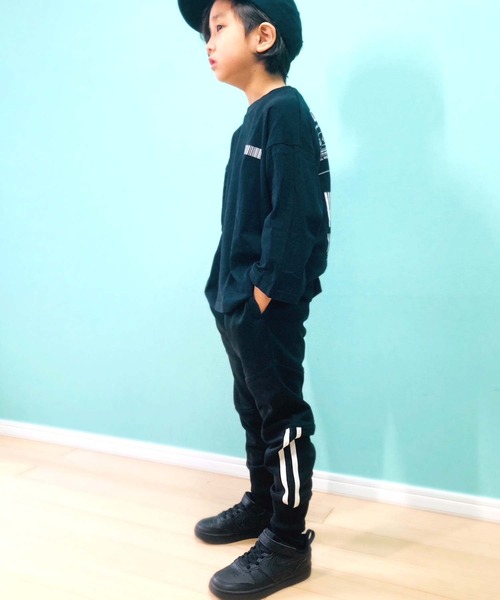 THE CASUAL（カジュアル）の「切り替え裾リブパンツ（スウェットパンツ・キッズ・ダークグリーン/杢グレー/ブラック/ネイビー/ベージュ/チャコール・110cm/120cm/130cm/140cm/150cm/160cm）」の7枚目の写真