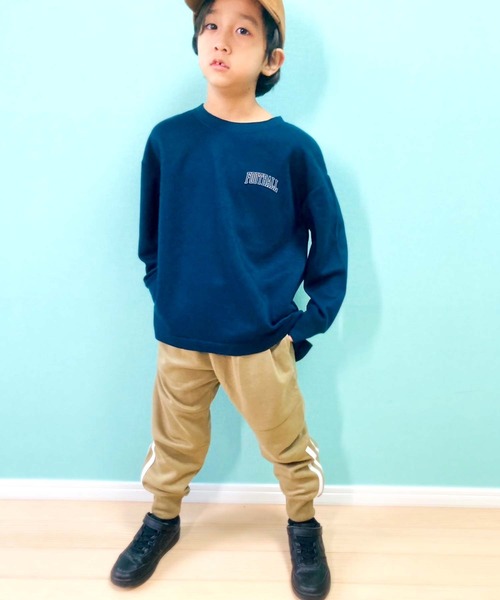 THE CASUAL（カジュアル）の「切り替え裾リブパンツ（スウェットパンツ・キッズ・ダークグリーン/杢グレー/ブラック/ネイビー/ベージュ/チャコール・110cm/120cm/130cm/140cm/150cm/160cm）」の21枚目の写真