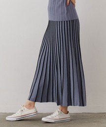 配色ラインニットプリーツスカート