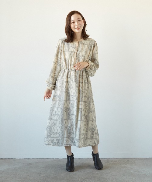 PAPAVER（パパヴェル）の「【PAPAVER】バンドカラー配色OP（ワンピース・レディース・キナリ/ブラック/ブルー・MEDIUM）」の6枚目の写真