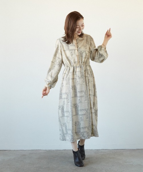 PAPAVER（パパヴェル）の「【PAPAVER】バンドカラー配色OP（ワンピース・レディース・キナリ/ブラック/ブルー・MEDIUM）」の7枚目の写真