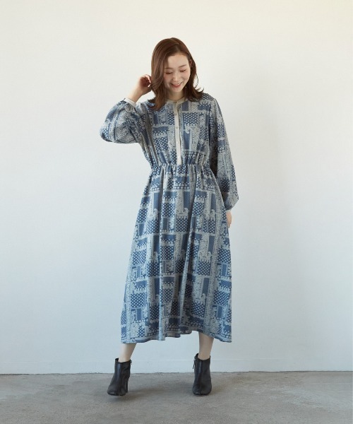 PAPAVER（パパヴェル）の「【PAPAVER】バンドカラー配色OP（ワンピース・レディース・キナリ/ブラック/ブルー・MEDIUM）」の12枚目の写真