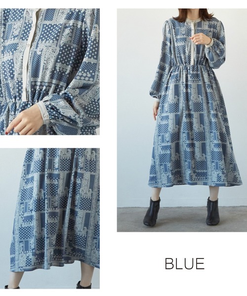 PAPAVER（パパヴェル）の「【PAPAVER】バンドカラー配色OP（ワンピース・レディース・キナリ/ブラック/ブルー・MEDIUM）」の16枚目の写真